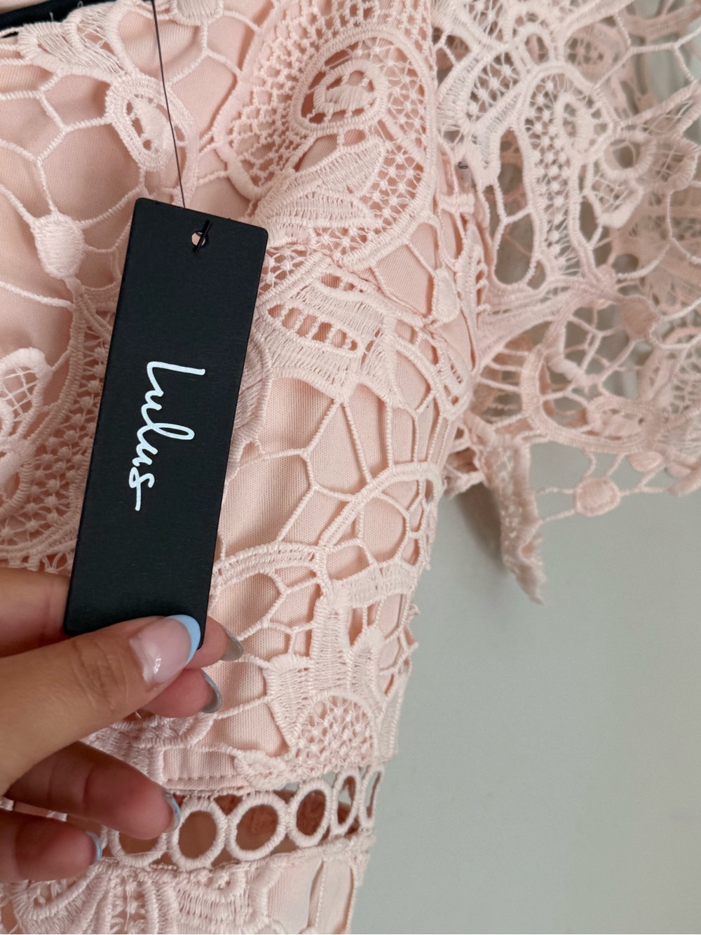 Lulus Blush Pink Lace Mermaid Midi Dress NWT Size Medium - Picture 6 of 7